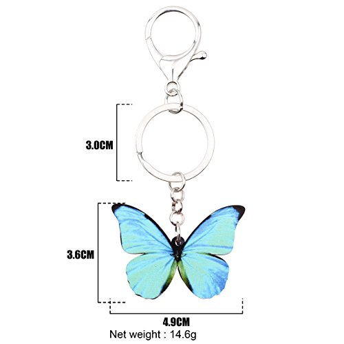 Morpho Menelaus Butterfly Key Chains For Women Car Purse Bag Rings Pendant Charms (Blue) #TOP3