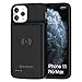 Newdery Battery Case for iPhone 11 Pro Max, 5000mAh Extra Charging Accessories with Full Body Defender Edge, Ultra-Thin Wireless Charging Compatible 6.5" iPhone 11 Pro Max - Black