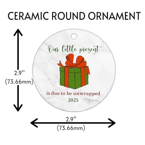 Image of Expecting Baby Christmas Ornaments, Our Little Present is Due to be Unwrapped Ornament 2025, Pregnancy Announcement Ornament for Mom Dad, New Baby Birth Ornaments, Expecting Parents Keepsakes (02)