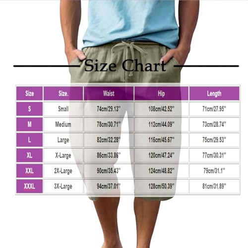 Xiaojmake Men's Linen Shorts Casual Lightweight Elastic Waist Summer Beach Short Knee Length Bermuda Shorts with Pockets2