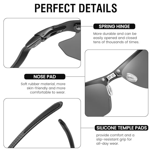 DUCO Mens Sports Polarized Sunglasses Ultralight Carbon Fiber Sun Glasses Driving Fishing Golf UV400 Protection Shades DC83354