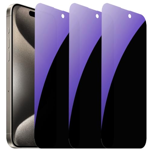 Marre des regards indiscrets ? Film anti-espion iPhone 15 Pro Max en verre trempé anti-lumière bleue