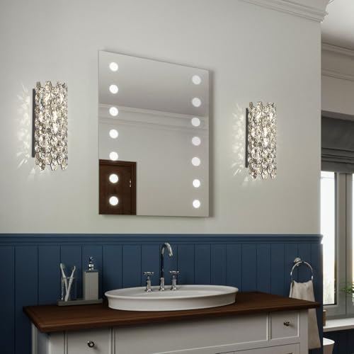 Image of Crystal Wall Sconces,Modern Wall Light Fixtures,Chrome Wall Lamp,Luxury Crystal Wall Sconces for Living Room Bedroom Bathroom Hallway Doorway Stairway Bedside