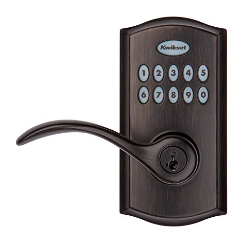 Kwikset Smartcode 955 Keypad Electronic Lever Door Lock Deadbolt Alternative With Pembroke Door Handle Lever Featuring Smartkey Security In Venetian Bronze #TOP1