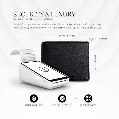 Image of Men Wallet and Belt Combo for Mens Gift - Genuine Leather 4 Card Slots RFID Black Wallets for Man with Ratchet Track Autolock Belts for Men Leather Original - Birthday, Diwali Gift for Man