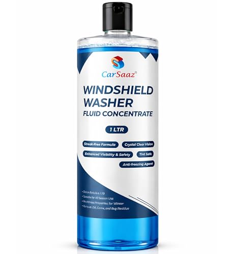 Image of CAR SAAZ Windshield Washer Fluid Concentrate (1L) | Ultimate Visibility & Protection | Works As All-Season Windscreen Washer, Glass Cleaner | Removes Dirt, Grime & Bugs | Car Windshield Cleaner