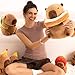 Ditucu Cute Capybara Plush Pillow with Wearable Toast Headgear Stuffed Animal Bread Capibara Plushies Toys Gifts for Kids Brown 11 inch