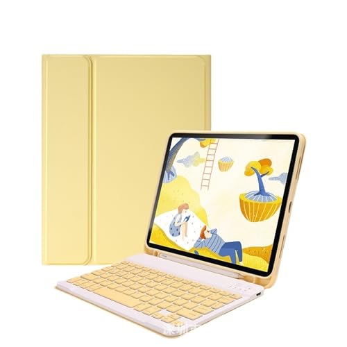 Étui en cuir avec clavier pour iPad Air 11 pouces 2025 et 10.9 multifonction jaune