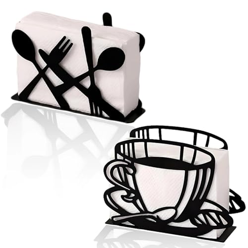 Napkin Holder 2 Pcs Standing Napkin Rack Metal Serviette Holder for Kitchen Party Cafes Restaurants Weddings