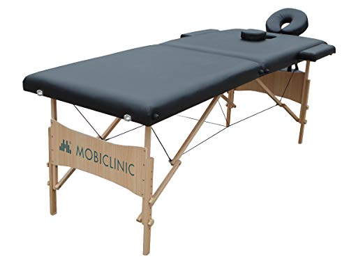 Mobiclinic, klappbare Physiotherapie-Liege, CM-01 Light, Europäische Marke, Massageliege, mit Tragetasche, Kopfstütze, Massage, tragbar, Holz, 186 x 60 cm, Farbe: Schwarz - Image 4