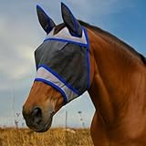 Enakshi® Horse Fly Mask Sun Protect with Ears Face Protective Cover for Medium Horses|Sporting Goods | Outdoor Sports | Equestrian | Horse Wear | Fly Masks