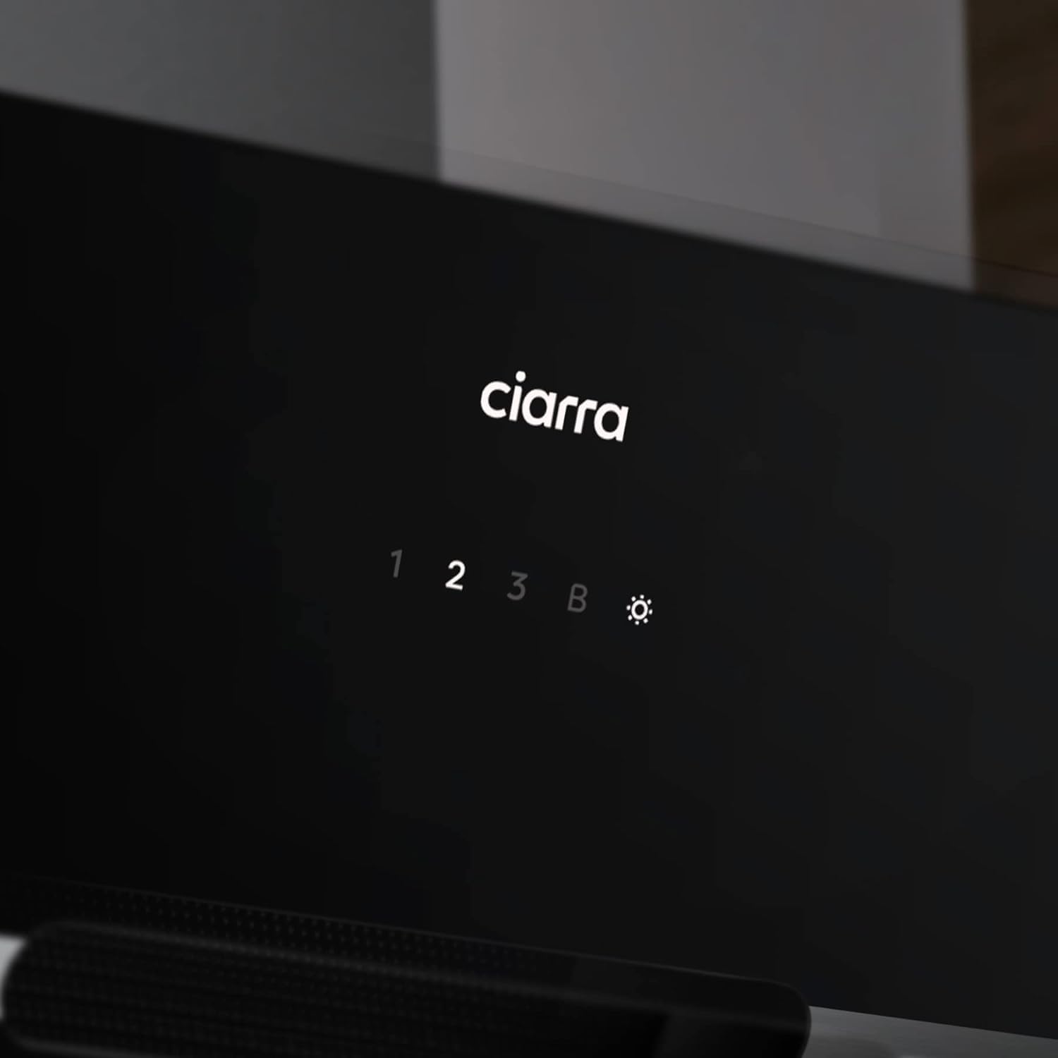 CIARRA CBCB6736F Cappa Aspirante Decorativa 60 cm, Classe A+++ Inclinata, 650m³/h Controllo touch 4 livelli con Filtro Carbone CBCF003 Riciclaggio Evacuazione Cappa Decorativa Nero