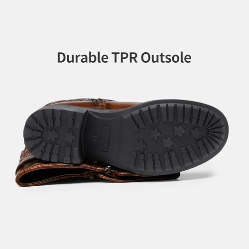 DREAM PAIRS Women's Knee High Boots Wide Calf Low Heel Riding Boots Fall Tall Boots for Women,Size 7,Tan,UTAH-W