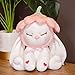Peach Petalo Fiore Forma Cappello Rosso Cuore Coniglietto plushie farcito Grandi Occhi Lolita Bianco Coniglio Peluche Giocattolo cocidly Regalo for Ragazza Nascita