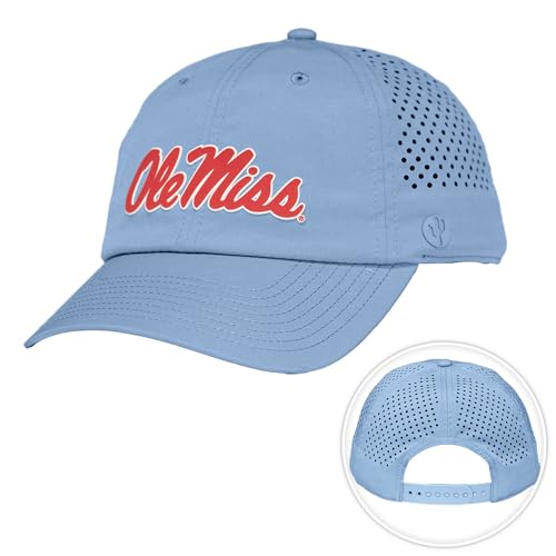 Desert Cactus University of Mississippi Snapback Baseball Hat Ole Miss Rebels Unstructured BreezePro Performance Hat with Adjustable Silicone Strap (Design BP2-Light Blue A)