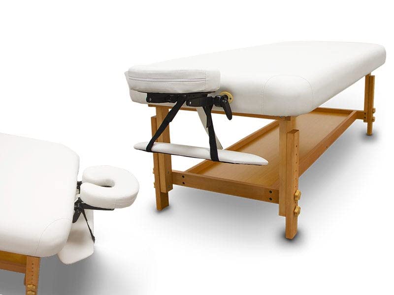 Table de Massage Fixe en Bois pour Spa, Couleur Arena, lit de Massage, Simili Cuir, Hauteur réglable, tête Amovible, Plateau accoudoirs, revêtement Haute densité – Image 4
