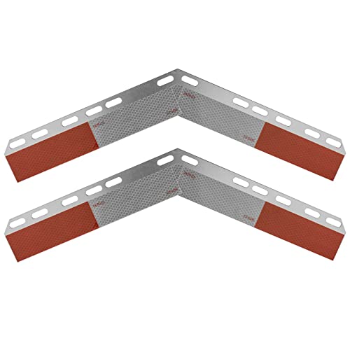 Image of Aluminum Mud Flap Reflective Strip Kit with DOT-2 Certified Reflective Strips 24 inch X 3 inch, for Truck Rear Mud Flap Hangers - Pack of 1 pcs (1 Pair), (Red White, White Red, Angled Down)