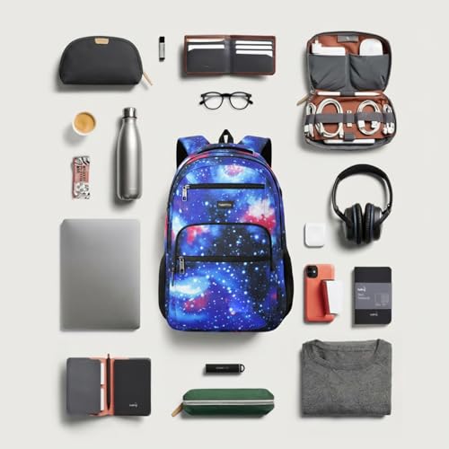 Image of YAMTION Laptop Backpack for Men, Black Backpack, School Backpack for Boys and Girls, Bookbag, Work Backpack (Starrysky, 15.6 inch)