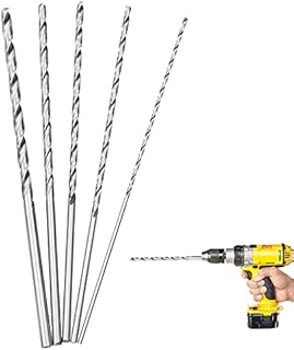 inodiref 5 Pcs Extra Long Twist Drill Bits Straight Shank High Speed Steel Twist Drill Silver for Drilling Tool Wood Soft Tile Plastic Rubber, Length 150mm (2/3/3.5/4/5 mm Diameter)
