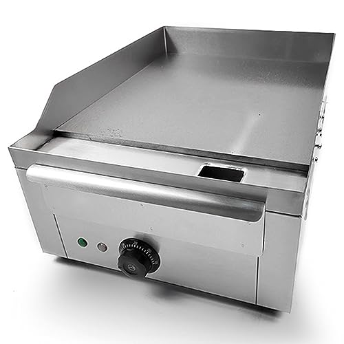 DSeenLeap Plancha eléctrica Comercial de 18', Parrilla Plana Antiadherente, de Acero Inoxidable de 1340 W, con Control de Temperatura Ajustable de 60 a 200 °C para barbacoas.