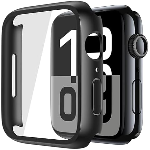 Misxi 2-Pack Hard PC Protective Case with Tempered Glass Screen Protector for Apple Watch Series 10 (2024) 46mm, Ultra-Thin Anti-Fall Scratch-Resistant Cover Protection for iWatch, Matte Black Cover