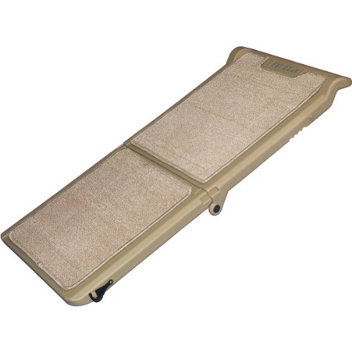 Pet Gear Travel Lite Bi-Fold Ramp for Cats/Dogs, Lightweight/Portable, Safety Tether Included, Rubber Grippers for Stability, PG9050TN, Bi-Fold Half Ramp 42" L, Tan, 42x16x4 Inch