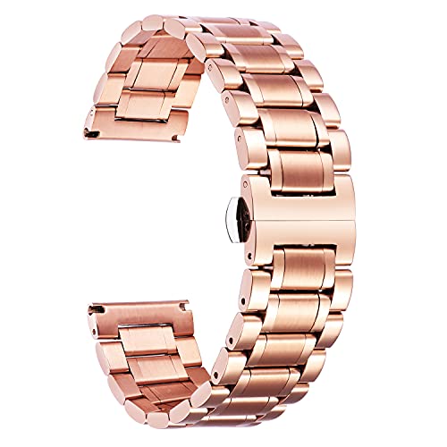 Image of BINLUN Stainless Steel Watch Bands 12mm-24mm Universal Metal Replacement Watch Straps SmartWatch Bracelets Links Straight & Curved Ends Men Women 6 Colors