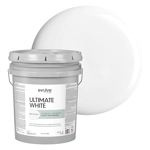 Ultimate White Paint & Primer in One, Semi-Gloss White, 5 Gallon – Int