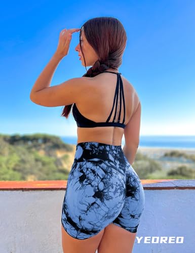 Image of YEOREO Women High Waist Workout Yoga Gym Smile Contour Seamless Cycling Shorts
