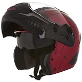 Capacete de Moto Mixs MX Captiva Street Rider Com Viseira Interna Solar Óculos de Sol Articulado Escamoteável Robocop Vermelho 62
