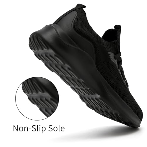 Womens Walking Shoes Running Sneakers Slip On Tennis Sport Workout Gym Athletic Travel Work Lightweight Non Slip Fashion Breathable Comfortable Shoes All Black Size US 82