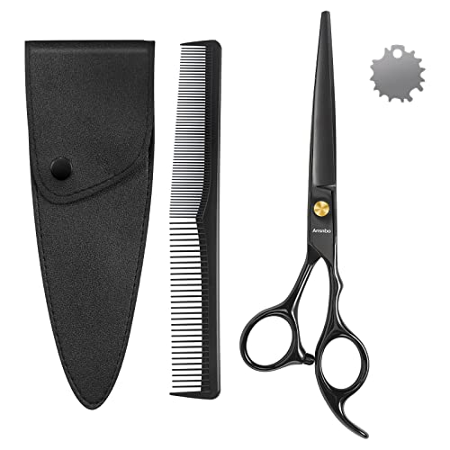 Ansnbo Professional Hair Cutting Scissors, 6 Inch Premium Stainless Steel Hair Shears Barber Scissors with Sharp Blades Best Hair Cutting Shears for Women Men Pets Salon home and Barber
