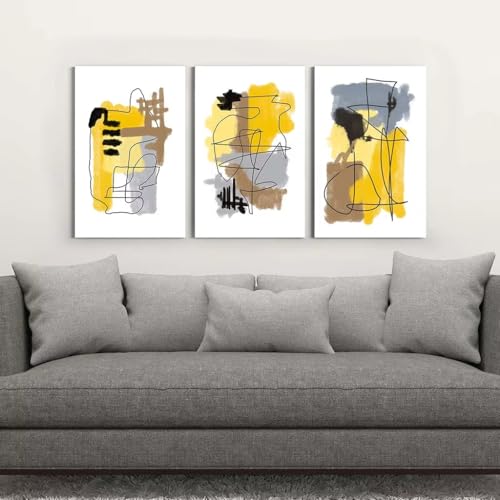 Affiche imprimée abstraite jaune 60x80cm décoration murale