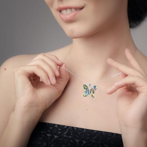 Shop LC Colorful Dainty Butterfly Necklace for Women Murano Style Millefiori Glass Cute Aesthetic Beach Jewelry Friendship Birthday Gifts for Women for Friend Mom 20" Birthday Gifts4