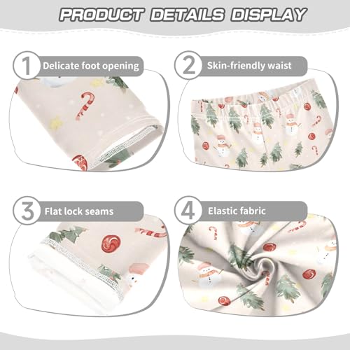 Girls' Athletic Leggings Ankle Length Yoga Dance Pants Kids Teen 4T Candies Snowman Tree3