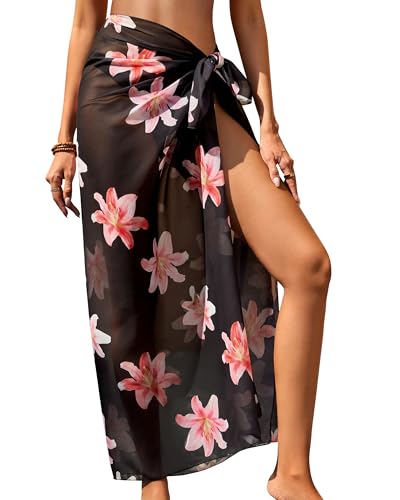 Image of Eicolorte Womens Beach Cover Up Chiffon Sheer Bikini Beach Swimsuit Coverup Sarong Pareo Wraps for Women