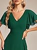 Ever-Pretty Women's Double V Neck A Line Ruffle Hem Backless High Low Chiffon Bridesmaid Dresses Vestidos Elegante Dark Green US04 #4