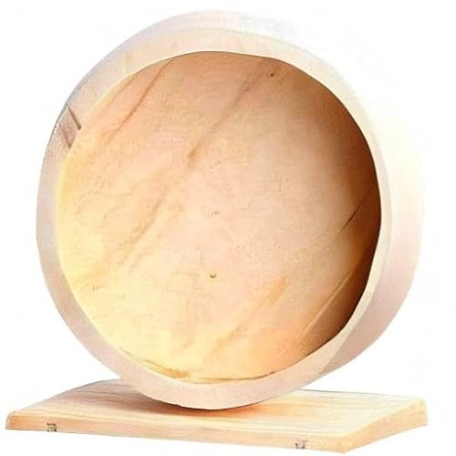 ANCLLO Hamster Wood Silent Running Heimtrainer - Hamster Laufrad Silent Holzhalterung Haustier Heimtrainer Spielzeug für Igel Chinchilla Kleintier（Durchmesser 21cm）