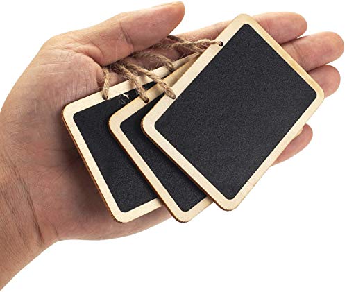Image of CVANU 10 Pcs Mini Chalkboards Signs Hanging Rectangle Chalkboards Double Sided Blackboard Message Board Hanging Signs for Weddings, Kids Crafts C-4