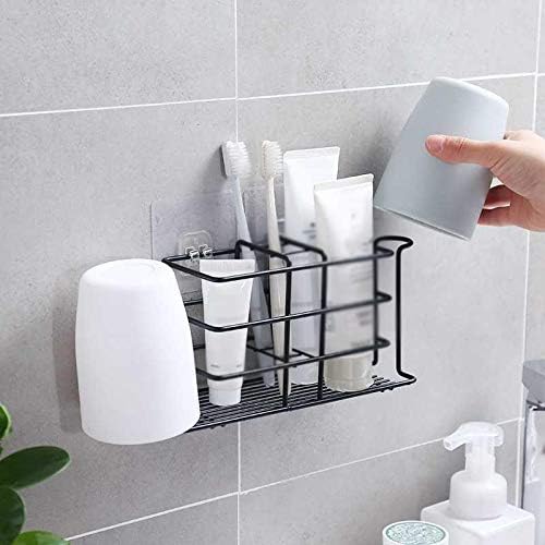 Bathroom Toothbrush Holder Mouthwash Cup Holder Wall Mounted Perforated Iron Art Viscose Toothbrush Rack Tooth Storage Rack