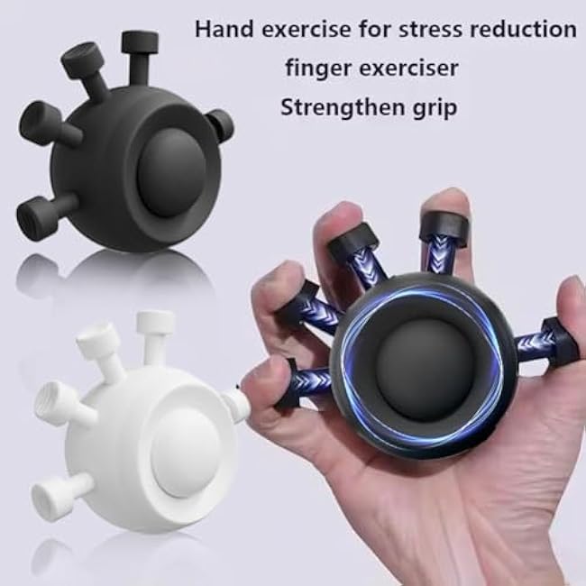 Adjustable Silicone Hand Grip Strengthener - 5-in-1 Multi-Resistance Trainer for Fingers/Forearm/Wrist, Portable Non-Slip Grip Builder with Gift Box,Boosts Finger Mobility & Forearm Power (A 1pcs)