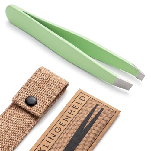 KLINGENHELD® Haargenaue Pinzette - greift jedes Haar beim 1. Versuch ohne durchrutschen - Pinzette Augenbrauen Zupfen handgeschliffen… – Ansicht 1
