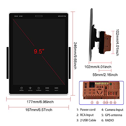 image for UNITOPSCI Double Din Android Car Stereo 9.5 Inch Vertical Touch Screen