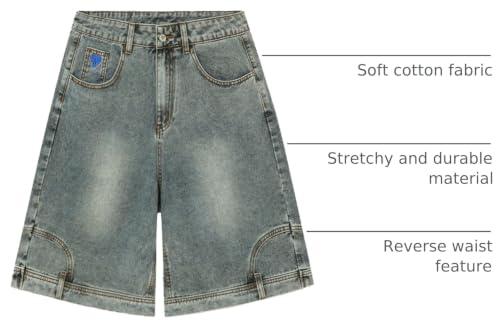 Image of Aelfric Eden Washed Reverse Jorts Mens Casual Denim Shorts Loose Fit Baggy Jean Short Streetwear Trendy Outfits