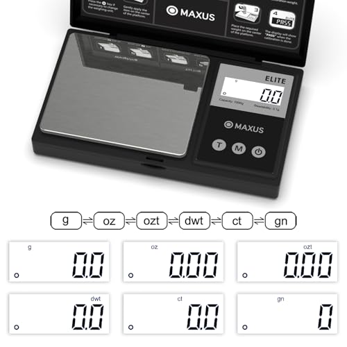 Image of MAXUS Digital Gram Scale 1000g /0.1g, Small Food Scale with Backlit LCD, Mini Pocket Scale for Jewelry
