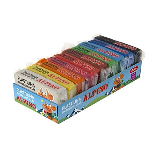 Alpino Plastilina de Modelar, No Tóxica, Kit de 10 Unidades, Colores Brillantes | Pastilla de Plastilina Flexible para Niños| 50gr.