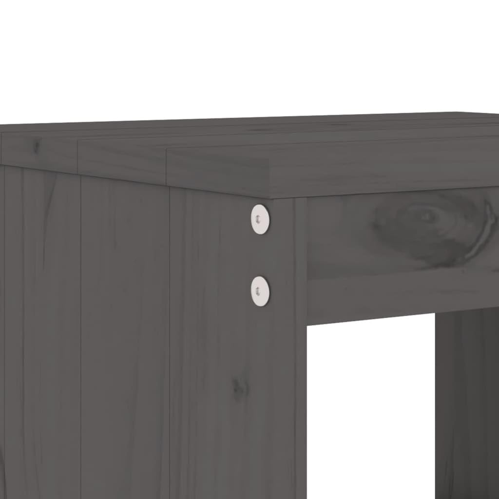 Juego de barra de jardín de 5 piezas, de madera de pino maciza, 121 x 82,5 x 110 cm, color gris, barra de bar estable con 4 taburetes de hasta 110 kg, ahorra espacio, muebles de balcón para
