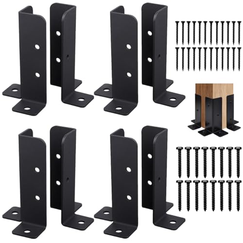 8 soportes de poste de valla, soporte ajustable para postes de 1.5 x 1.5, 2 x 2, 2 x 4, 4 x 4, soportes de poste de cubierta...