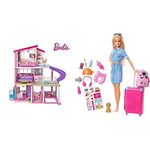 Barbie FHY73 Traumvilla Dreamhouse Adventures Puppenhaus mit 3 Etagen, 8 Zimmer, Pool mit Rutsche und Zubehör, ca. 116…