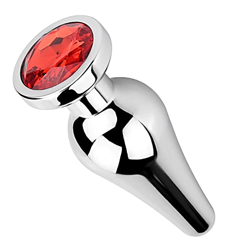 Roluck Analplug mit Stoss Metall Analplug Juwel Konischer Buttplug Analdilatator (Rot, L)